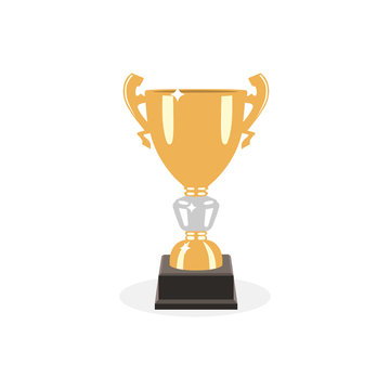 Trophy gold cup flat design on a white background. Award cup