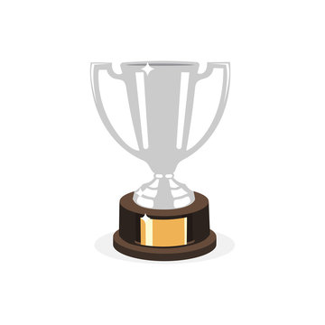 Trophy silver cup flat design on a white background. Vector illustration
