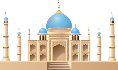 Islamic mosque building isolated on white background. Vector illustration