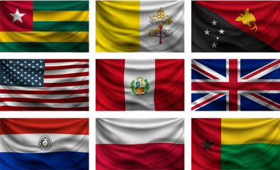 set wave country flag with shadows