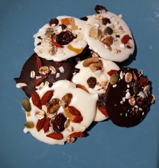 Chocolate truffles with dried fruits