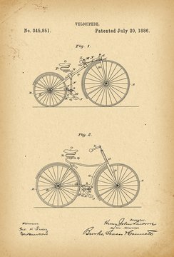 1886 Patent Velocipede Bicycle history  invention