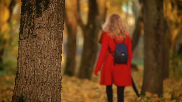 woman walking in the autumn Park