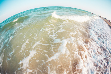 Sea coast at sunset.