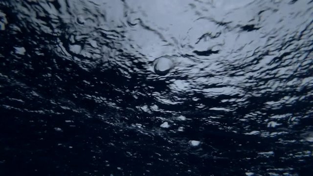 Strong tropical downpour in ocean, underwater view, Indian Ocean, Maldives 

