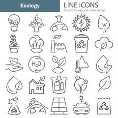 Ecology line icons set for web and mobile design