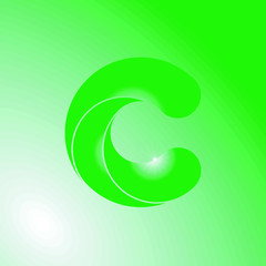 Green letter C with light shade from one side and green background
