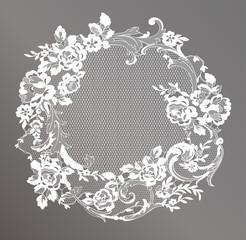 lace flowers frame decoration element - obrazy, fototapety, plakaty