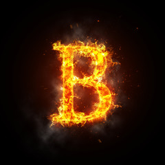 Fire letter B of burning flame.