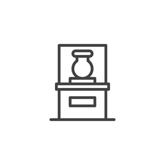 Antique vase in museum outline icon. linear style sign for mobile concept and web design. Vase in glass showcase simple line vector icon. Symbol, logo illustration. Pixel perfect vector graphics