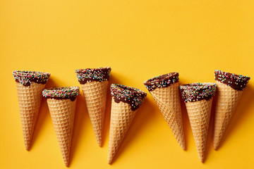 Ice cream cone with colorful sprinkles