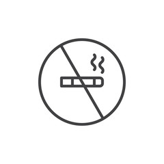 No smoking cigarette outline icon. linear style sign for mobile concept and web design. Forbidden sign simple line vector icon. Symbol, logo illustration. Pixel perfect vector graphics