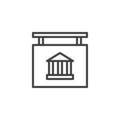 Museum sign hanging outline icon. linear style sign for mobile concept and web design. simple line vector icon. Symbol, logo illustration. Pixel perfect vector graphics