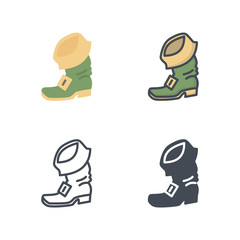 Boot patrick's day holidays vector icon flat line silhouette colored