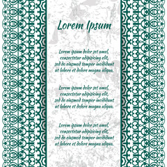 Flyer laser cut mandala. Cut paper card with lace pattern in dark teal. Wedding invitations, postcards and business card templates. Decorative cards for laser cutting. 