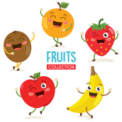 Vector Illustration of Fruit Characters
