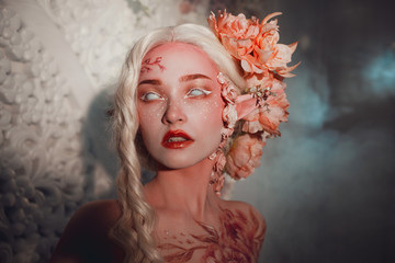 Young beautiful girl elf. Creative make-up and bodyart © Ulia Koltyrina