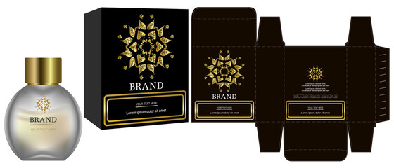 Fototapeta na wymiar Packaging design, Label on cosmetic container with luxury box template and mockup box. illustration vector. 