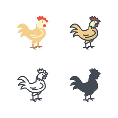 Rooster easter holidays icon vector flat line colored sillhouete