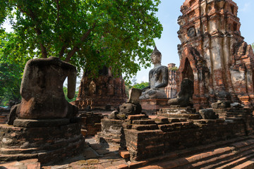 Ancient Buddha Statue, Mahathat Temple Ayutthaya Thailand