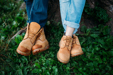 Yellow leather youth shoes.