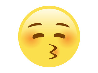Fototapeta premium Isolated yellow smiley red cheek kiss face icon