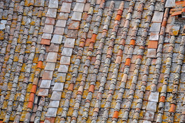 Old style rooftops and roof tiles in Italy