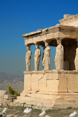 Obraz premium Caryatids on the Acropolis of Athens by a nice summer day