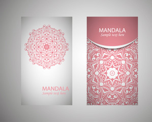 Set of flyer, leaflets, brochures, templates design. Vintage card with patterns and designs of the mandala. Floral ornaments in Eastern style. Islam, Arabic, Indian, Ottoman motifs.