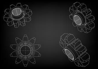 3d model of a cogwheel on a black