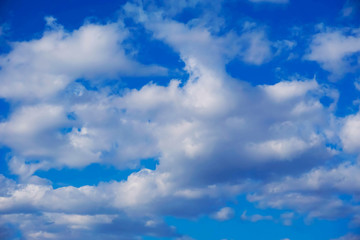 white clouds in the bright blue sky