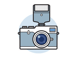 Photo camera and flash vector illustration