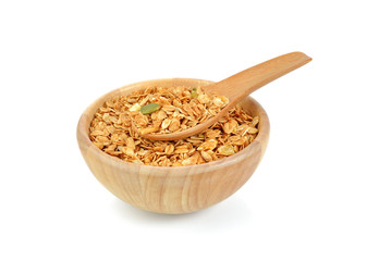 Granola on white background