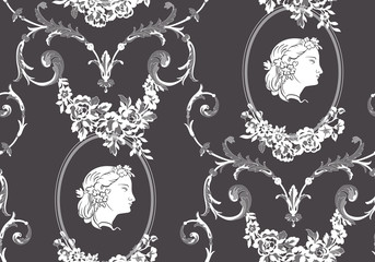 floral lace seamless pattern - obrazy, fototapety, plakaty