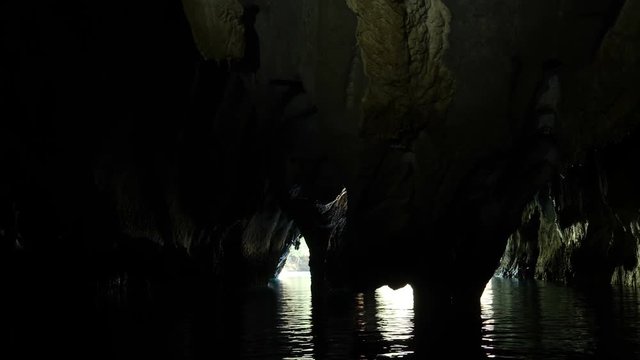 Floating outside Underground river by boat, Sabang, Philippines