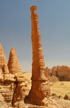 Landscape of the desert region of the Sahara in Ennedi surroundings in north Chad
