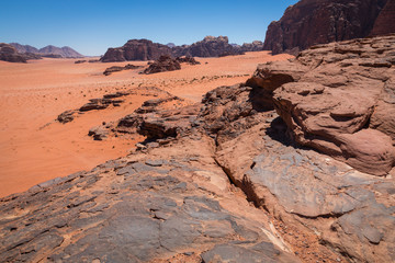 Sand-dunes in Wadi-Rum desert, Jordan, Middle East