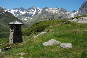 Fototapeta na wymiar Alpenpanorama im Montafon, Silvretta, Grossvermunt
