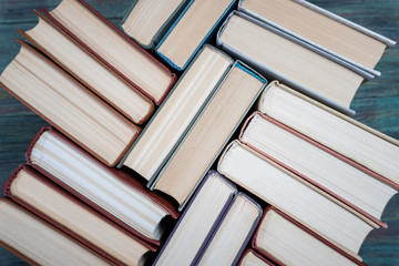 Book hardback on wooden table