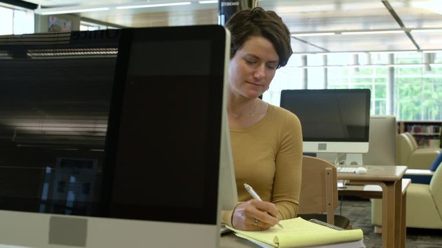 Woman working with a computer