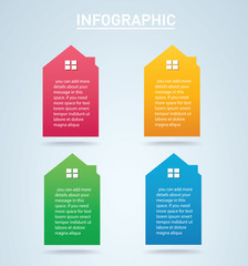 colorful house Infographic 4 options background vector illustration