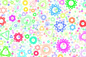 Abstract colored star shape pattern. Style, digital, concept & white.
