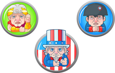 cartoon historical characters, set of funny images
