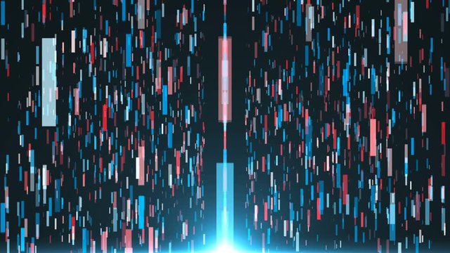 Digital backlines in black space - modern abstraction, computer generated background, 3D rendering
