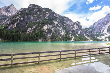 Fototapeta na wymiar Lake Braies in Dolomites, Italy