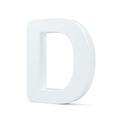 White letter D isolated on white background. 3d rendering.