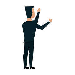 Businessman back with hands up vector illustration graphic design