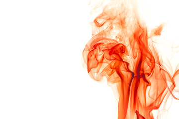 Red smoke on white background