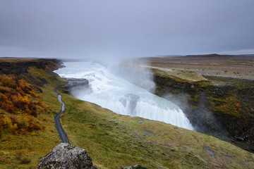 Gullfoss is an amazing waterfall located in the canyon of Hvita river in southwest Iceland. Wonderful landscapes in one of the must-see tourist attractions in this dream holiday.
