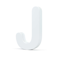 White letter J isolated on white background. 3d rendering.